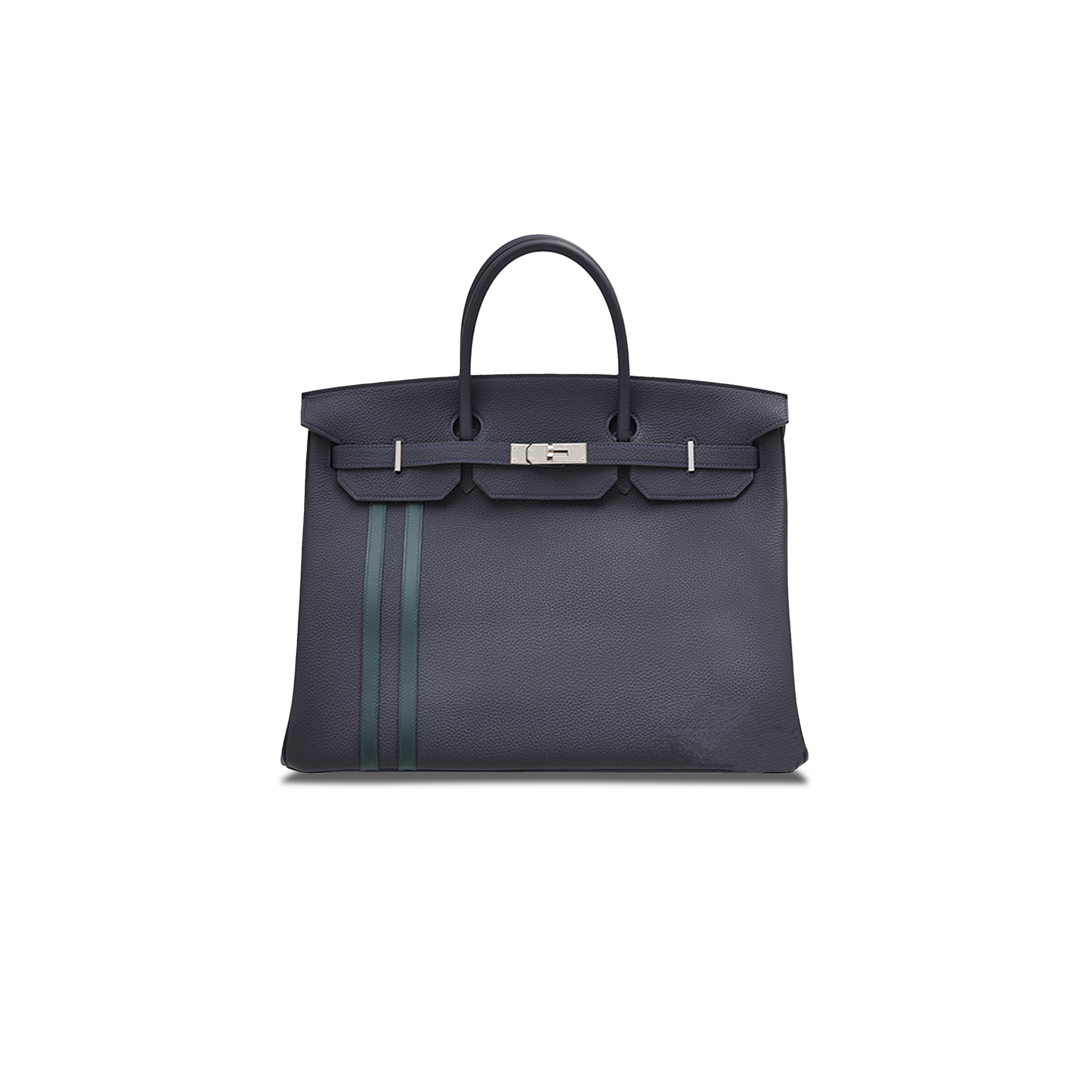 HERMES BIRKIN 30 TOGO LEATHER SAPPHIRE BLUE AND PEACOCK GREEN SILVER BUCKLE BAG H028365CK03 (30*22*15cm)